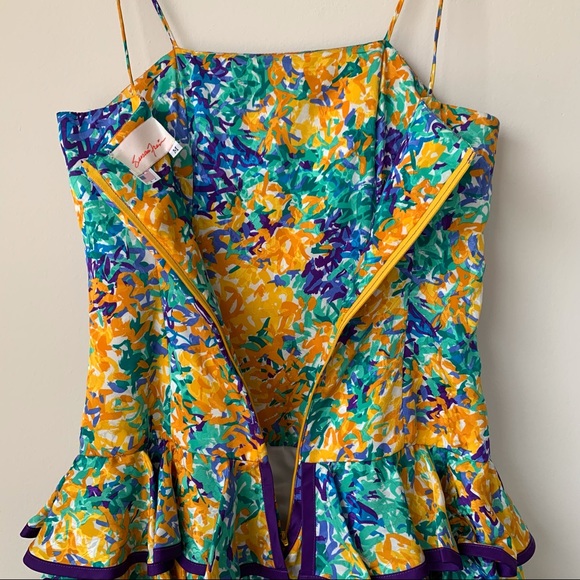 Susan Freis Vintage 80s Ruffle Prom Dress Size Med - Picture 5 of 8